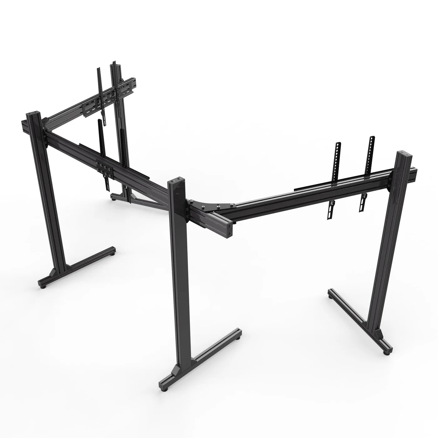Freestanding Triple Monitor & TV Stand [Up to 65" Flat or 55" Curved]